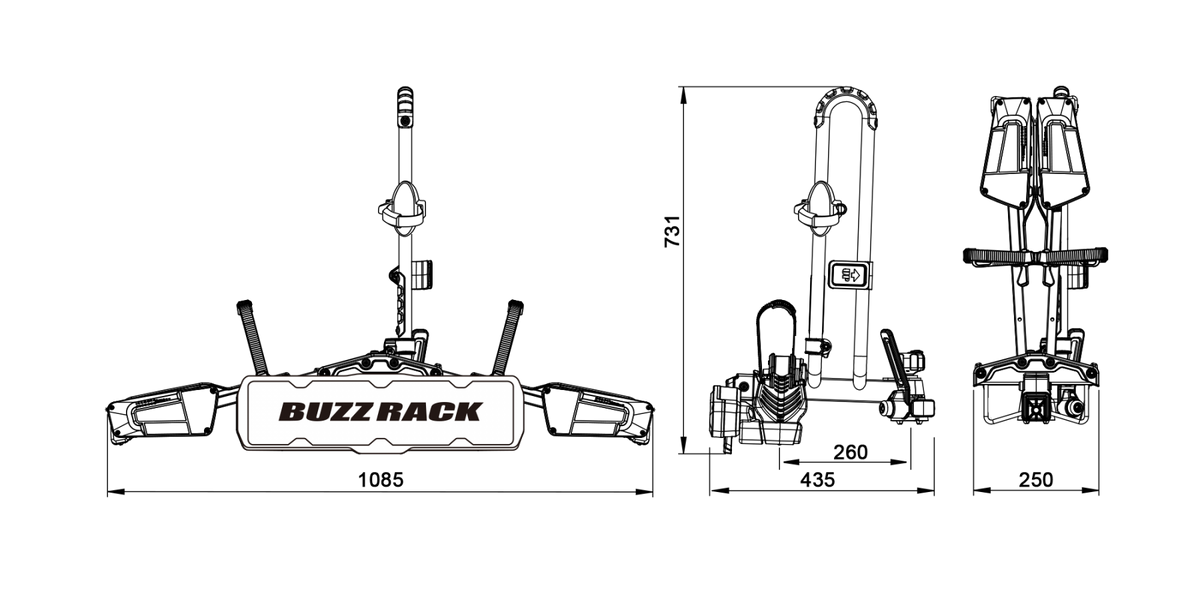 Buzz Rack Eazzy 1 — folding tow ball platform, 1 bike
