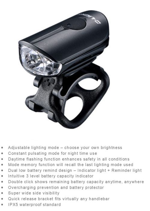 D-Light front light — 100 lumens, compact, USB